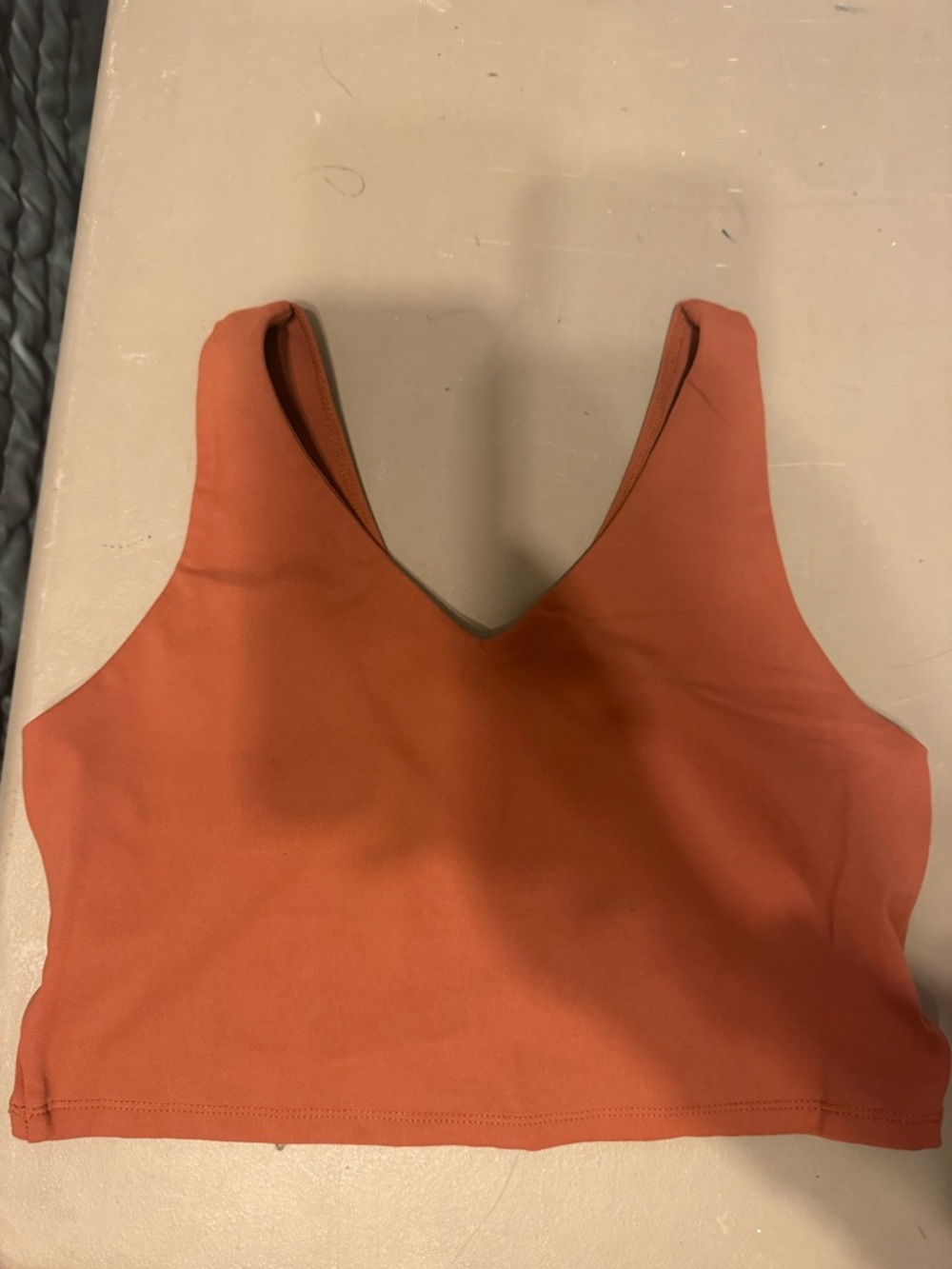 Rust Orange V-Neck Sports Bra Crop Top